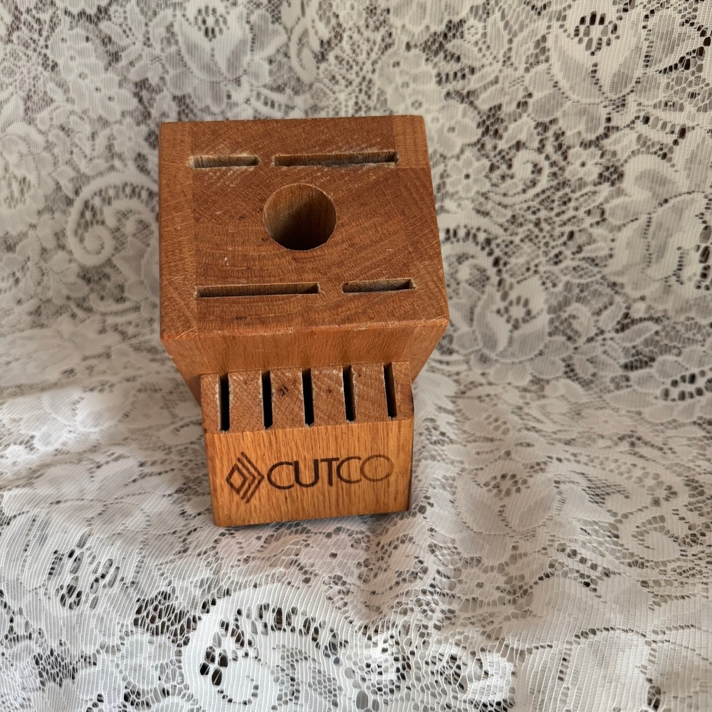Cutco 10 Slot Oak Solid Wood Knife Block Holder Made in USA Culinary Home Chef